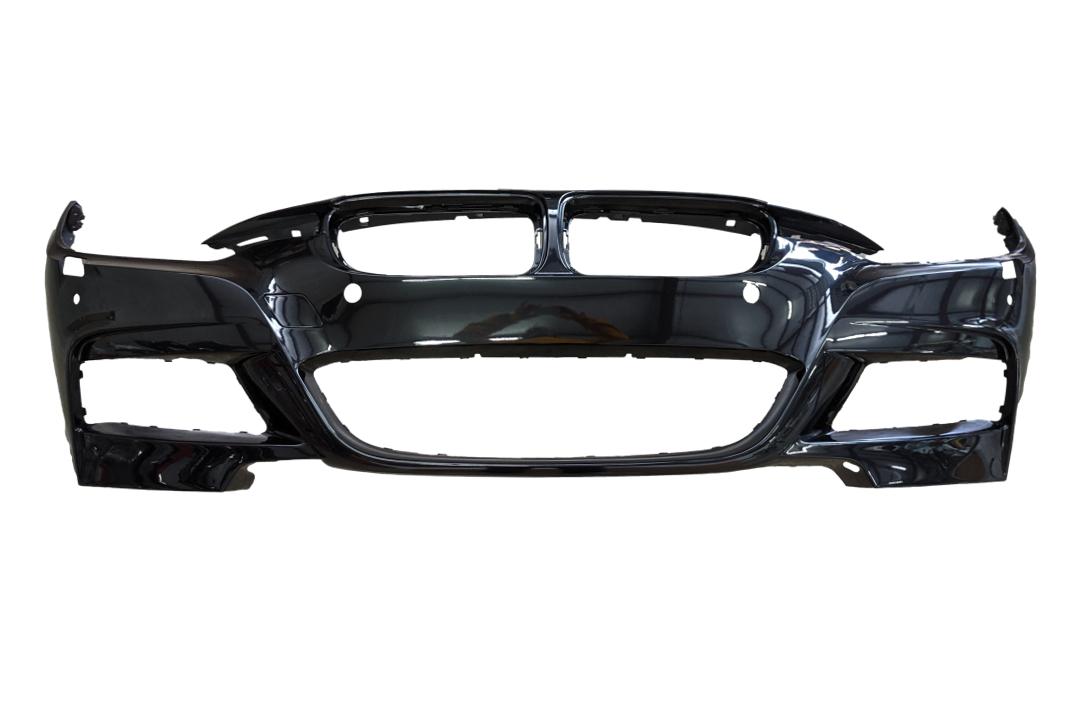 2013-2018 BMW 3-Series Front Bumper Painted_Black_Sapphire_Metallic_475_(Sedan/Wagon) WITH: M-Package, Head Light Washer Holes, Parking Distance Control Holes, Park Assist Sensor Holes, Side Camera Holes_ 51118067958