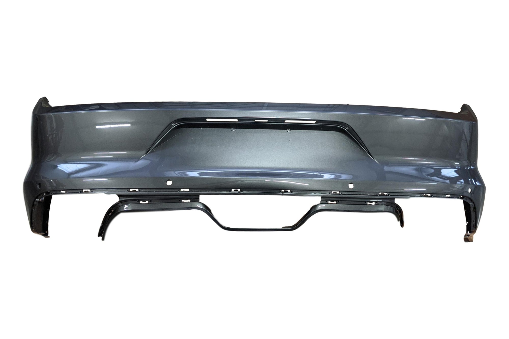 2015-2017 Ford Mustang Rear Bumper Painted | Magnetic Metallic (J7)| WITH: Reverse Sensor | WITHOUT: Park Assist Sensor Holes, Lower Cover | FR3Z17K835BB FO1100711