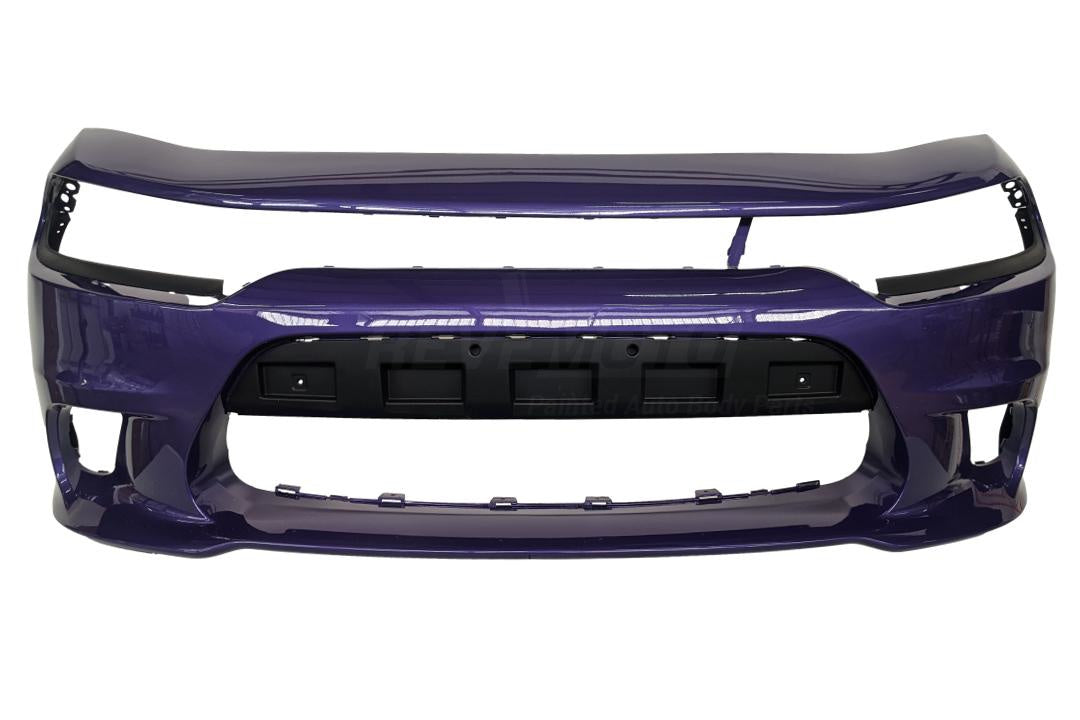 2015-2023 Dodge Charger Front Bumper Painted Plum Crazy Pearl (PHG) WITH: Elliptical Fog Light Holes | WITHOUT: Crossbar Grille 5PP39TZZAE