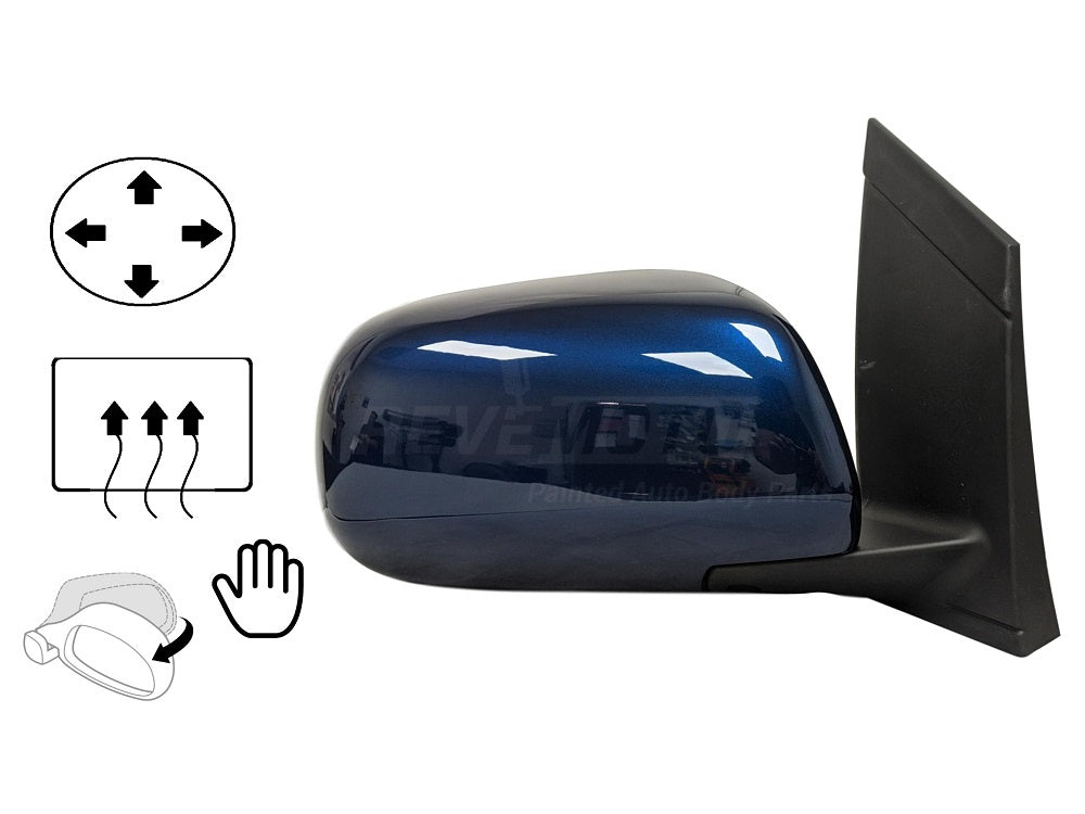 2005 Toyota Sienna Painted Side View Mirror - Stratosphere Mica (8Q0), Power; Heated; Manual Folding; Without Auto Dimming Glass; Without Turn Signal; Puddle Lamp; wo BSD wo Memory 87910AE020