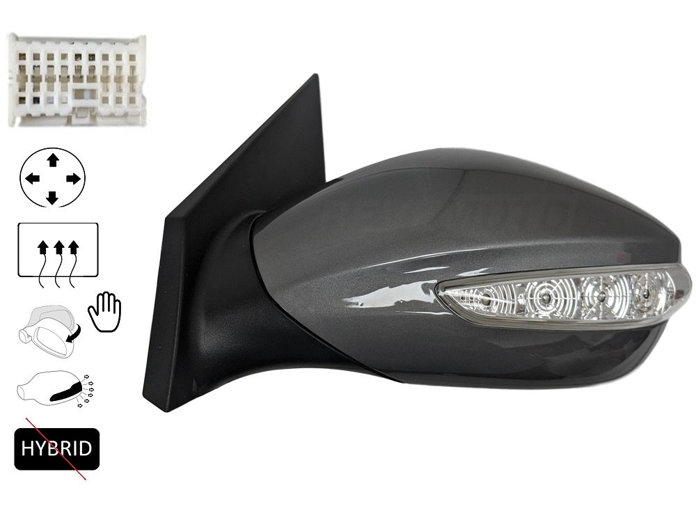 2013 Hyundai Sonata Side View Mirror Painted (OE Replacement; With Turn Signal Light) - Harbor Gray Metallic (P3), Left, Driver-side, Heated; With Turn Signal Light; Power; Manual Folding; Except Hybrid - 876103Q110