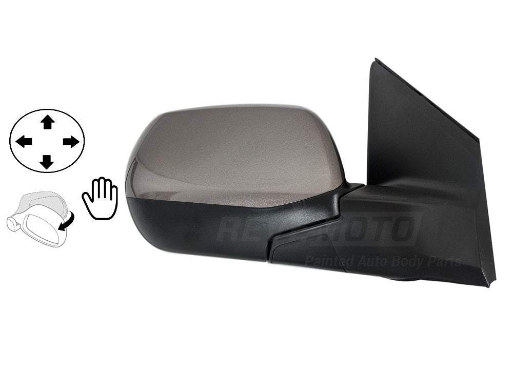 2013 Honda CR-V Painted Side View Mirror Urban Titanium Metallic (YR578M), EX; Power; Manual Folding; Non-Heated, Right, Passenger Side - 76208T0AA11