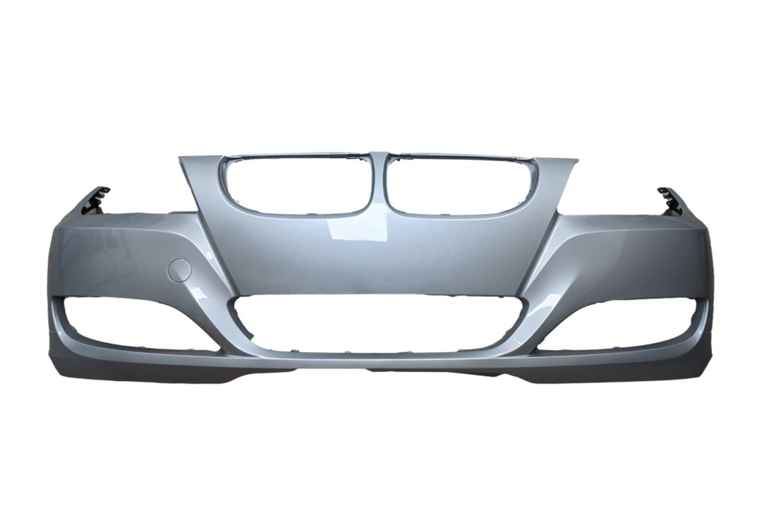 2009-2012 BMW 3-Series Front Bumper Painted_Titanium_Silver_Metallic_354_WITHOUT: M-Package, Headlight Washer Holes, Park Assist Sensor Holes and Parking Distance Control Holes_ 51117226709_ BM1000212