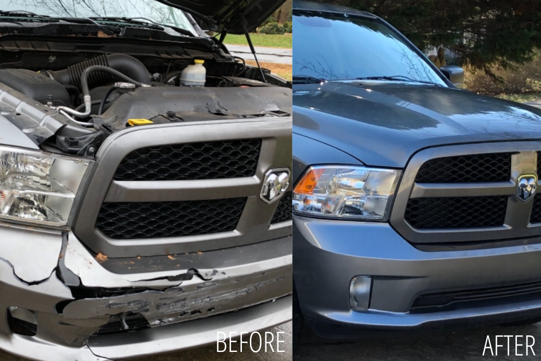 2013-2018 Dodge Ram Front Bumper Painted (1500)_Before_And_After