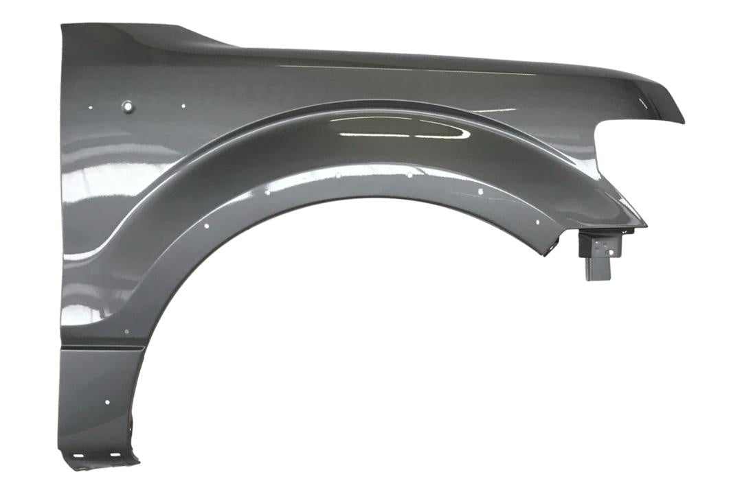 Painted Fender for 2009-2014 Ford F150 Sterling Gray Metallic (UJ) _ Right, Passenger-Side _ WITH_ Wheel Opening Molding Holes CL3Z16005B FO1241273