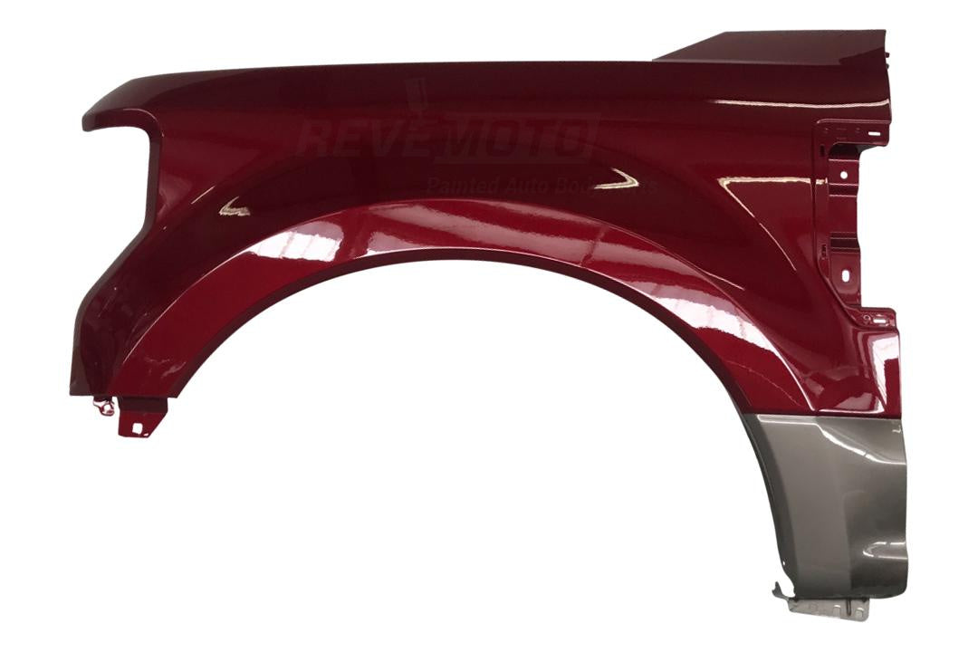 Painted Fender for 2018-2019 Ford F350 (Dual Rear Wheel) 2 Tone Painted Ruby Red Metallic (RR) and Stone Gray Metallic (D1) JC3Z16006A