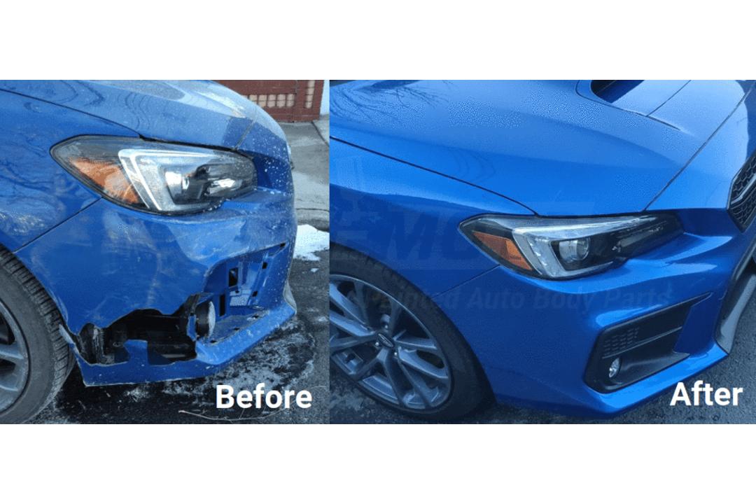 Painted Front Bumper Cover for 2018 Subaru WRX World Rally Blue Pearl K7X Base Limited Premium Before and After Picture from ReveMoto
