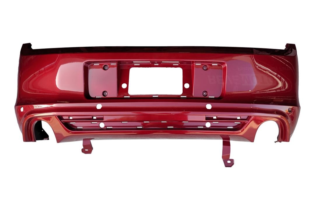 Painted Rear Bumper Cover for 2013-2014 Ford Mustang | Base/GT | Base/GT | Ruby Red Metallic (RR) WITHOUT: Park Assist Sensor Holes | DR3Z17K835AAPTM FO1100687