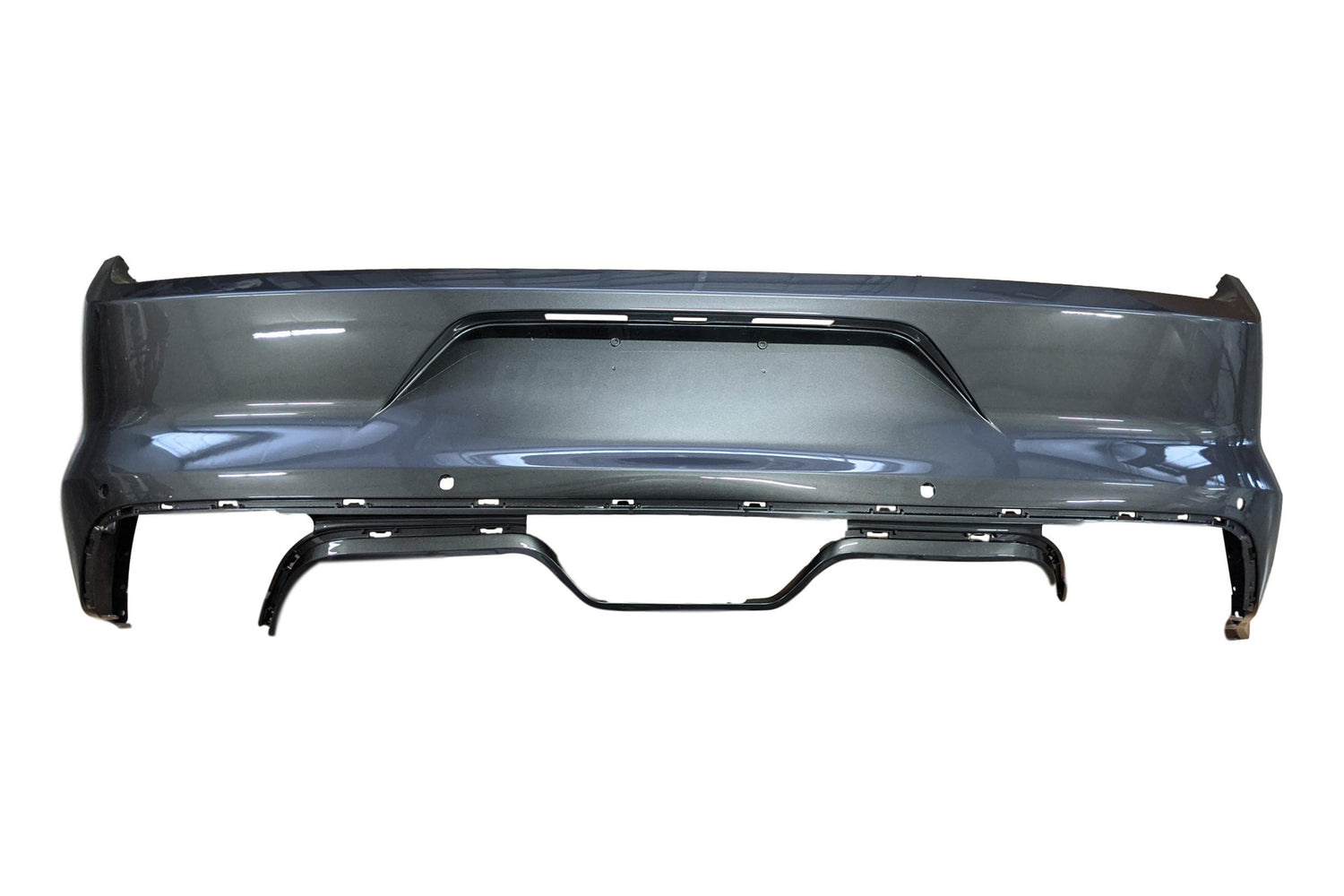 Painted Rear Bumper Cover for 2015-2017 Ford Mustang Magnetic Metallic (J7) WITH: Reverse Sensor WITHOUT: Park Assist Sensor Holes, Lower Cover FR3Z17K835BB FO1100711