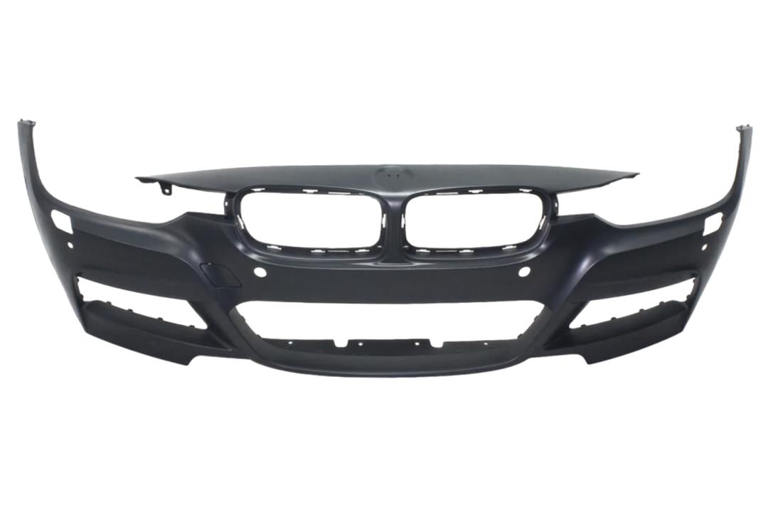 2013-2018 BMW 3-Series Front Bumper Painted_(Sedan/Wagon) WITH: M-Package, Head Light Washer Holes, Park Distance Control Holes | WITHOUT: Park Assist Sensor Holes, Side View Camera_ 51118067956_ BM1000289
