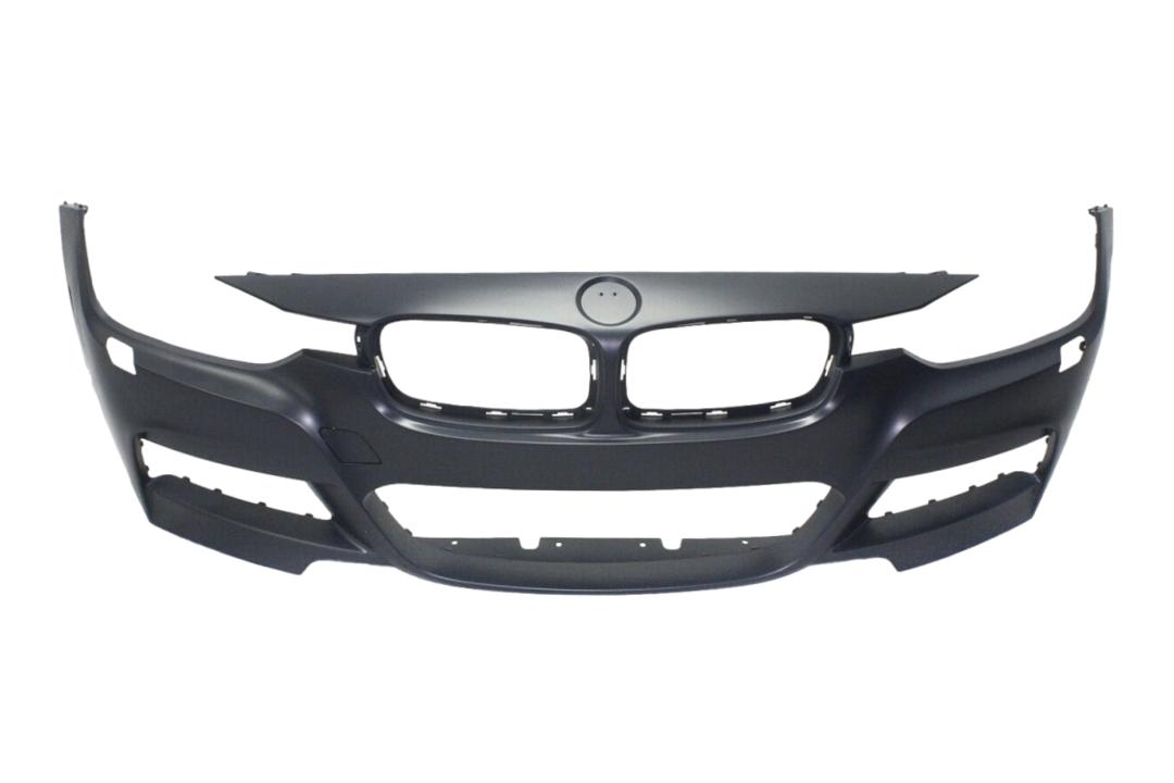 2013-2018 BMW 3-Series Front Bumper Painted_(Sedan/Wagon) WITH: M-Package, Head Light Washer Holes, Park Distance Control Holes | WITHOUT: Park Assist Sensor Holes, Side View Camera_ 51118067956_ BM1000289
