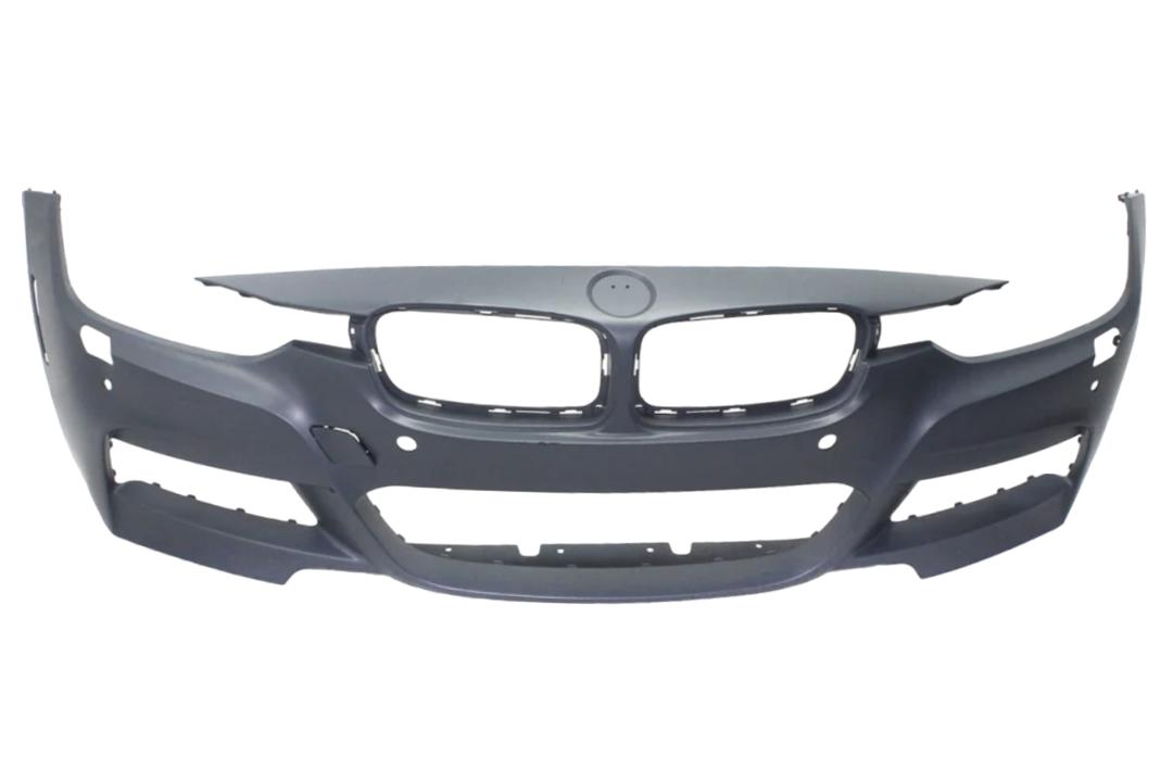 2013-2018 BMW 3-Series Front Bumper Painted_(Sedan/Wagon) WITH: M-Package, Head Light Washer Holes, Park Distance Control Holes, Side View Camera | WITHOUT: Park Assist Sensor Holes_ 51118067960_ BM1000288