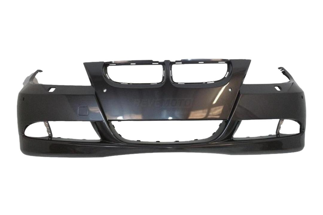 2006-2008 BMW 3-Series Front Bumper Painted_Sparkling_Graphite_Metallic_A22_Sedan/Wagon | WITH: Park Assist Sensor Holes, Parking Distance Control Holes, Head Light Washer Holes_ 51117170053_ BM1000177