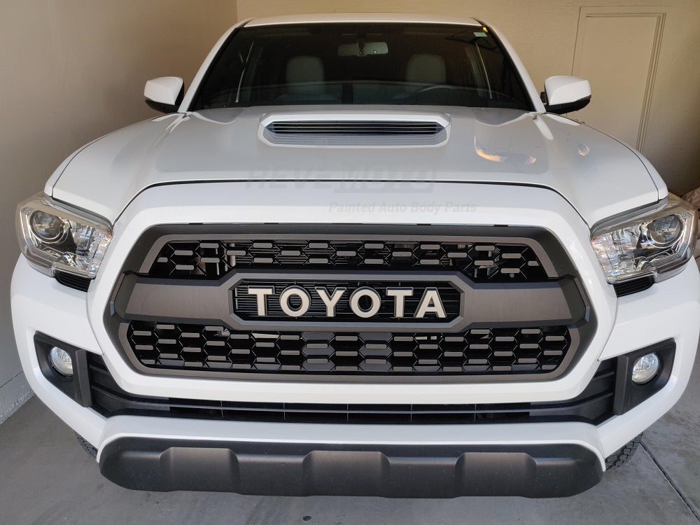 2016-2024 toyota tacoma hood with scoop conversion super white full